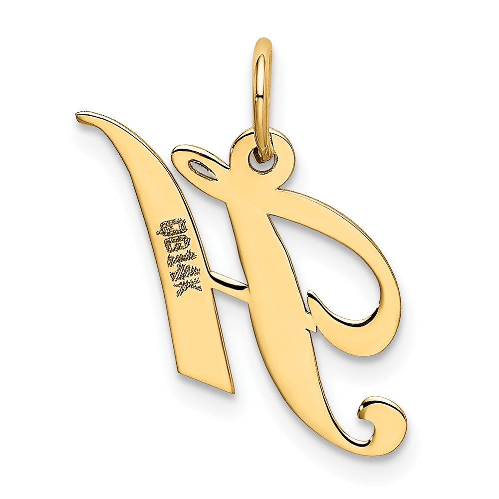 FJC Finejewelers 10 kt Yellow Gold Small Fancy Script Initial H Charm 16 x 17 mm