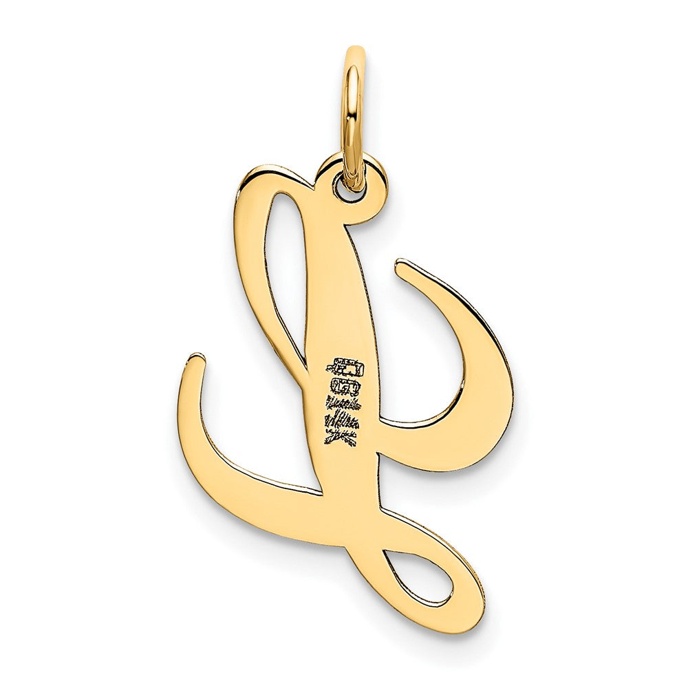 FJC Finejewelers 10 kt Yellow Gold Small Fancy Script Initial L Charm 16 x 17 mm