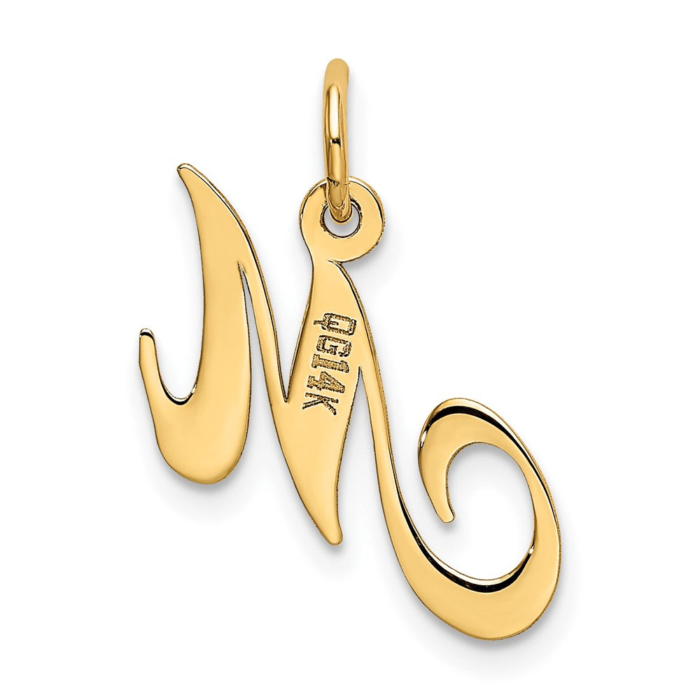 FJC Finejewelers 10 kt Yellow Gold Small Fancy Script Initial M Charm 16 x 17 mm