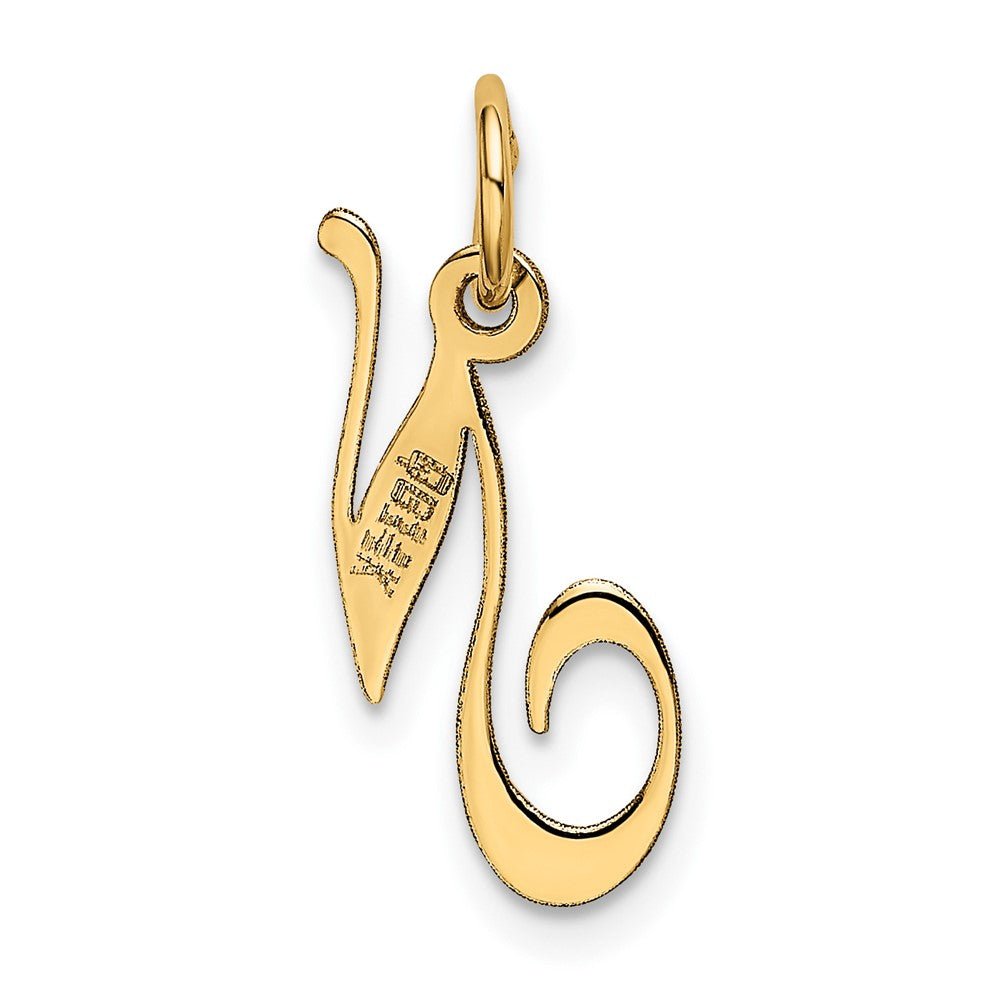 FJC Finejewelers 10 kt Yellow Gold Small Fancy Script Initial N Charm 16 x 17 mm