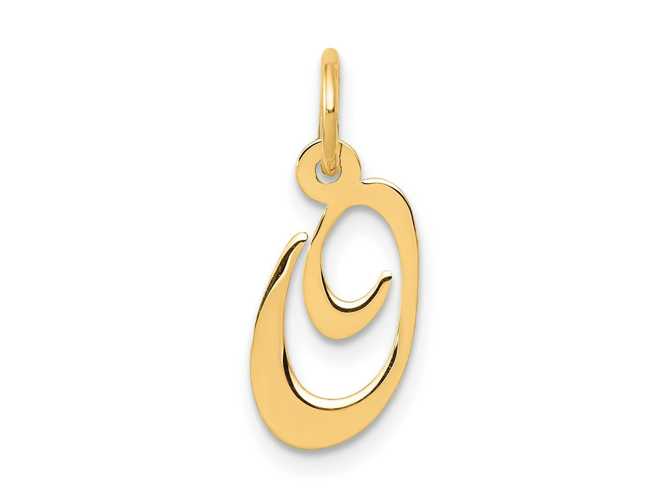 FJC Finejewelers 10 kt Yellow Gold Small Fancy Script Initial O Charm 16 x 17 mm