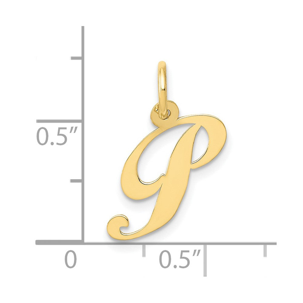 FJC Finejewelers 10 kt Yellow Gold Small Fancy Script Initial P Charm 16 x 17 mm