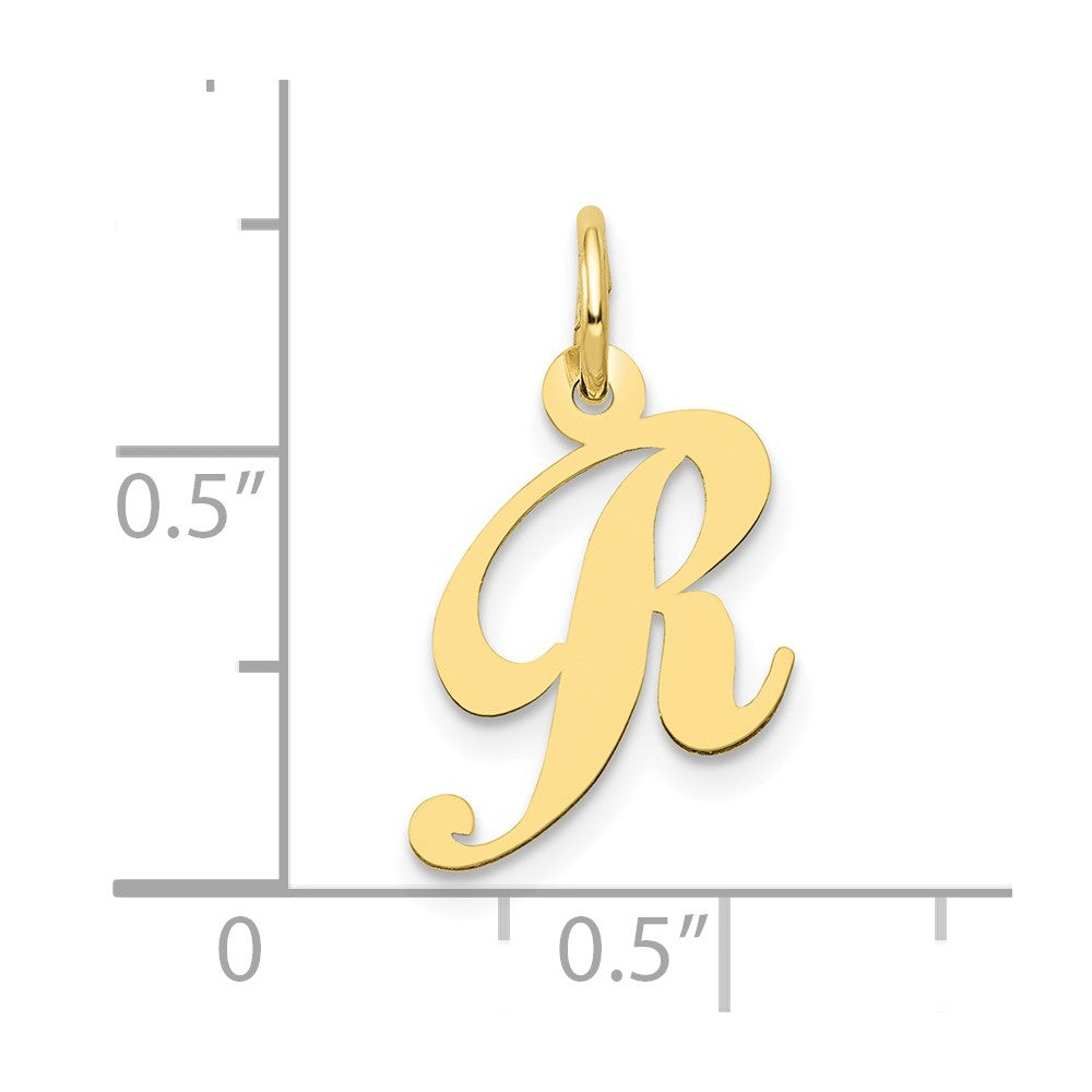 FJC Finejewelers 10 kt Yellow Gold Small Fancy Script Initial R Charm 16 x 17 mm