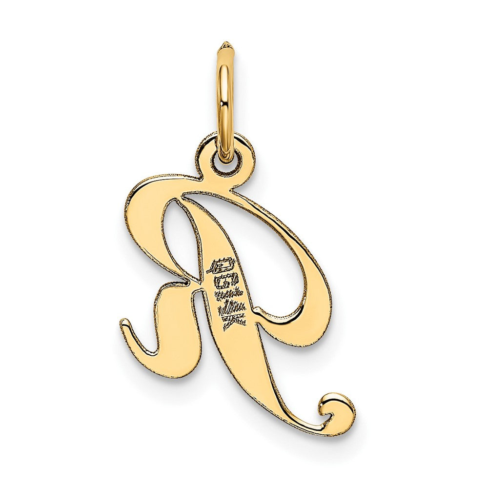 FJC Finejewelers 10 kt Yellow Gold Small Fancy Script Initial R Charm 16 x 17 mm