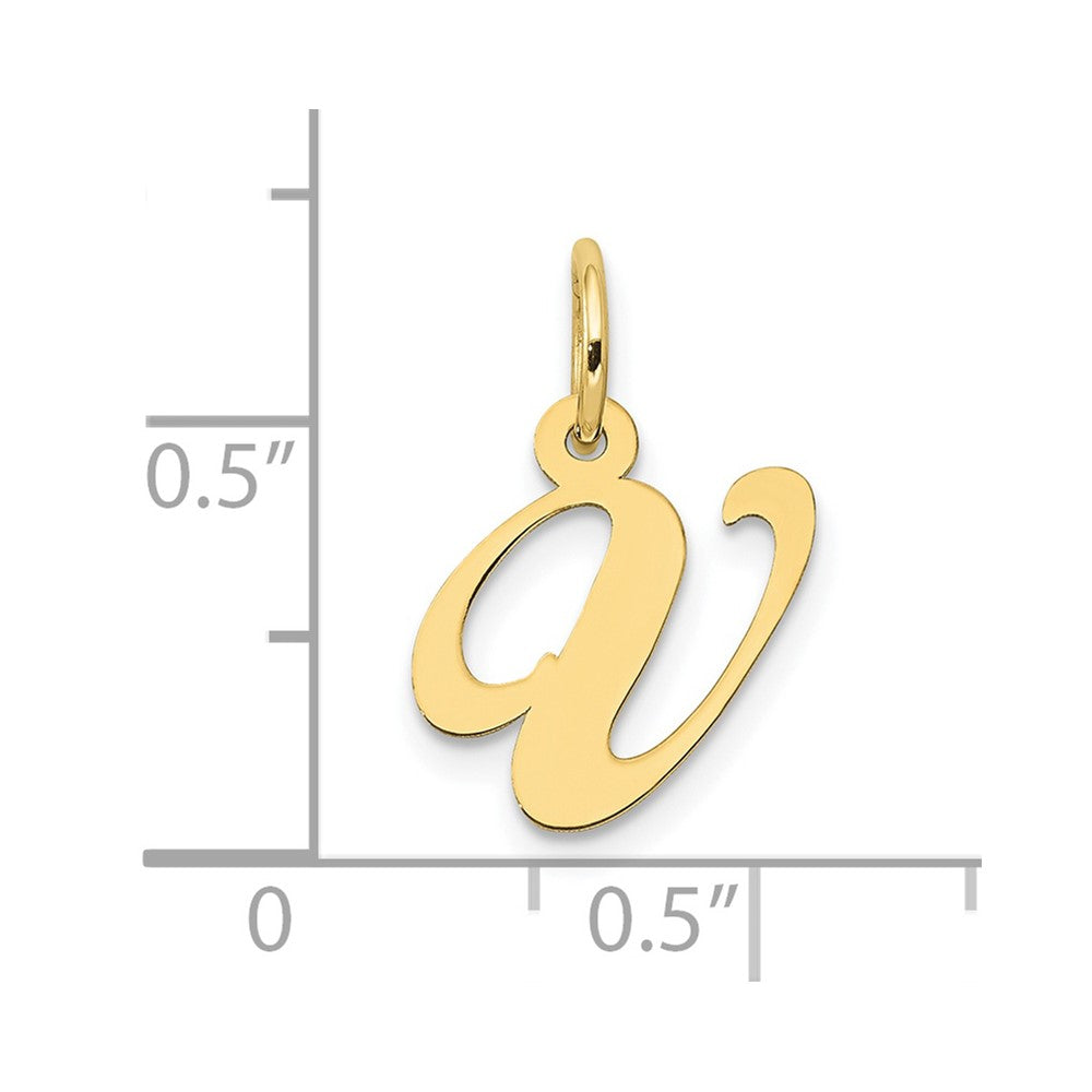 FJC Finejewelers 10 kt Yellow Gold Small Fancy Script Initial V Charm 16 x 17 mm