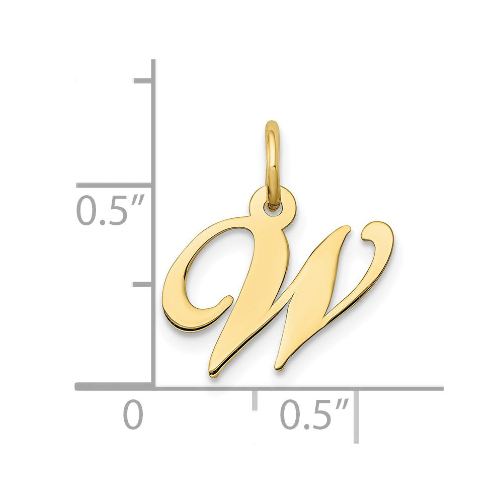 FJC Finejewelers 10 kt Yellow Gold Small Fancy Script Initial W Charm 16 x 17 mm