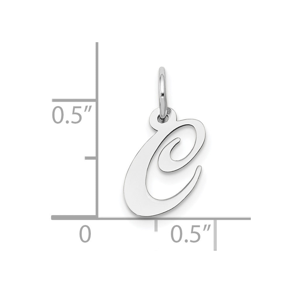 FJC Finejewelers 10 kt White Gold Small Fancy Script Initial C Charm 16 mm x 13 mm