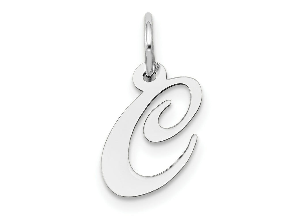 FJC Finejewelers 10 kt White Gold Small Fancy Script Initial C Charm 16 mm x 13 mm