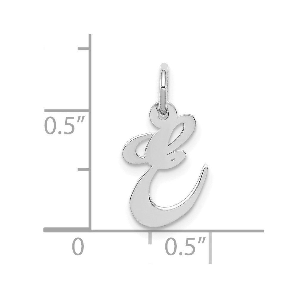 FJC Finejewelers 10 kt White Gold Small Fancy Script Initial E Charm 16 mm x 17 mm