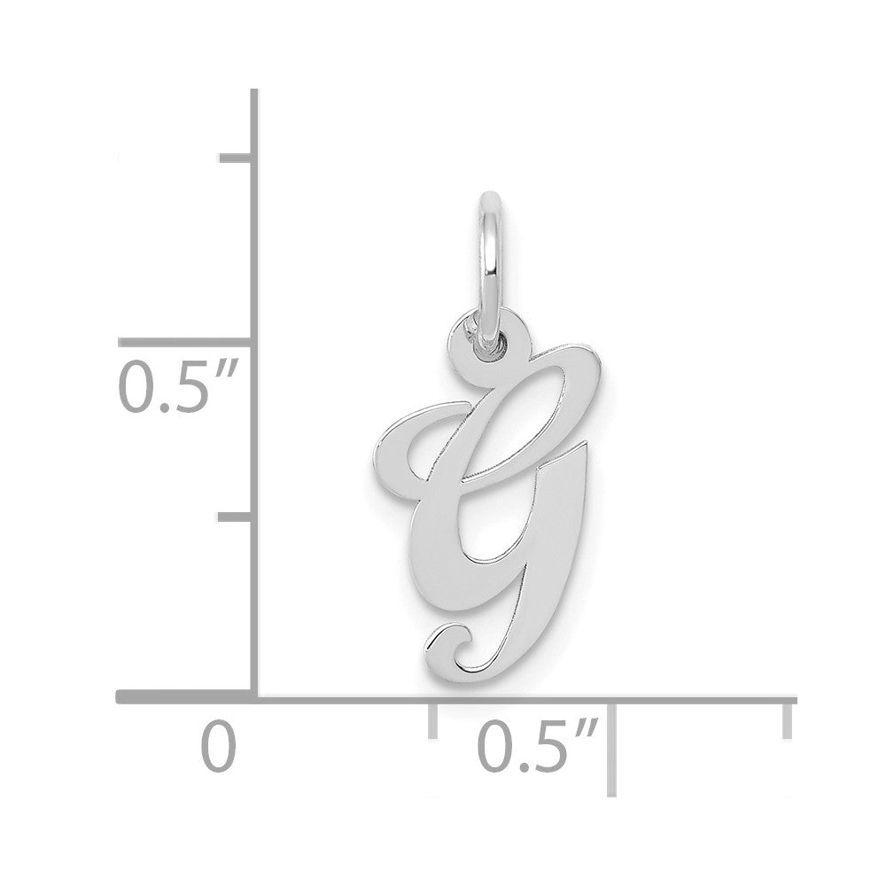 FJC Finejewelers 10 kt White Gold Small Fancy Script Initial G Charm 16 mm x 17 mm
