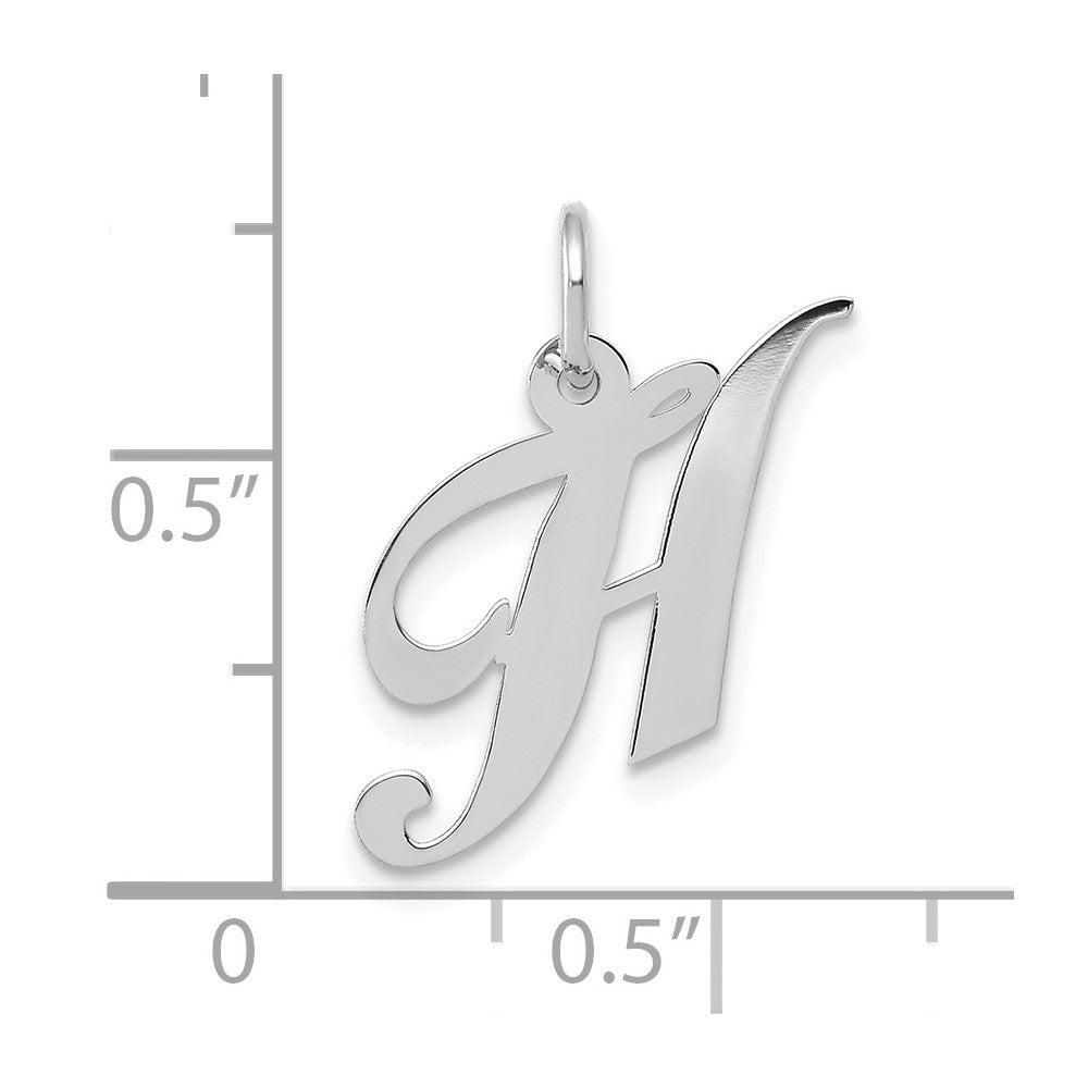 FJC Finejewelers 10 kt White Gold Small Fancy Script Initial H Charm 16 mm x 17 mm