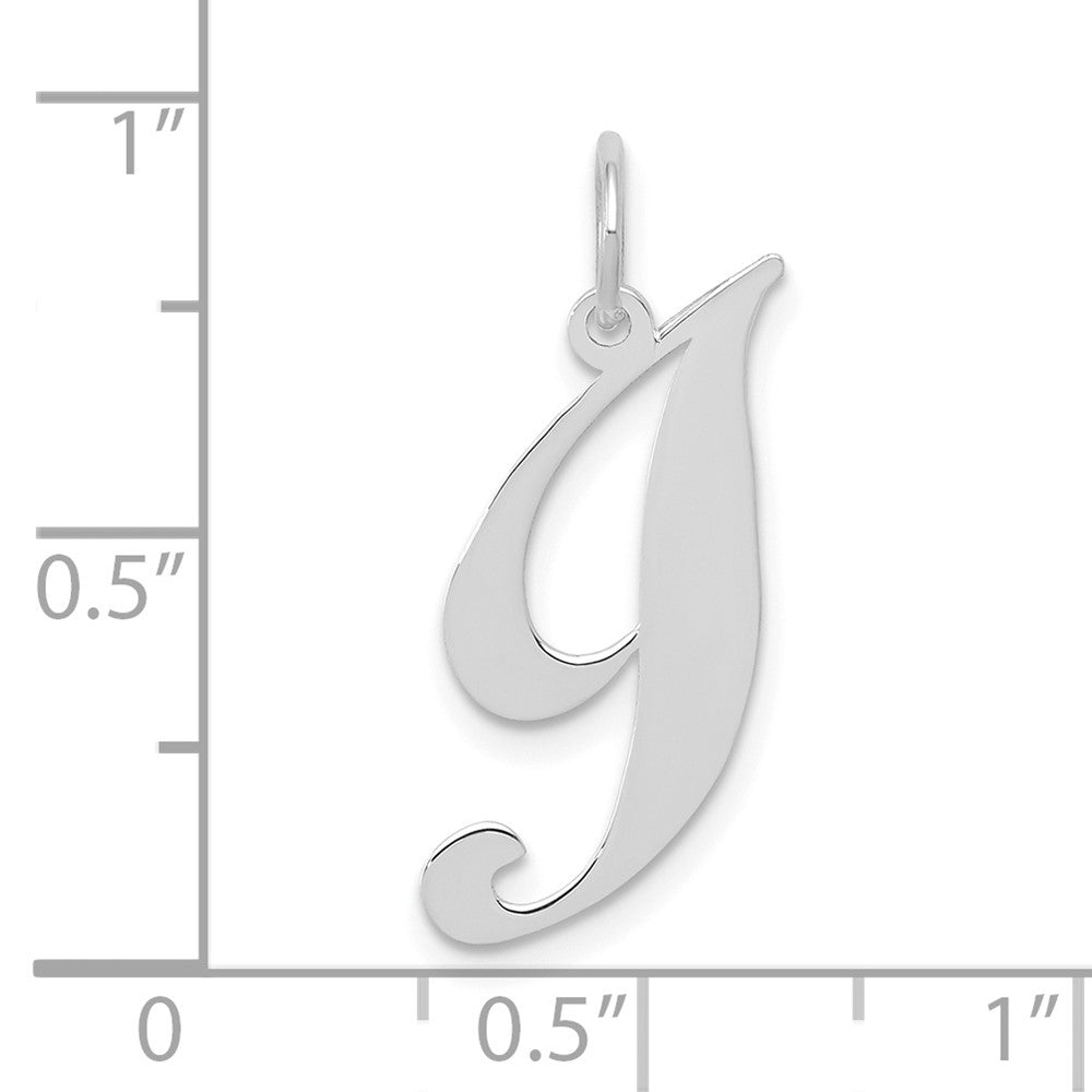 FJC Finejewelers 10 kt White Gold Small Fancy Script Initial I Charm 16 mm x 17 mm