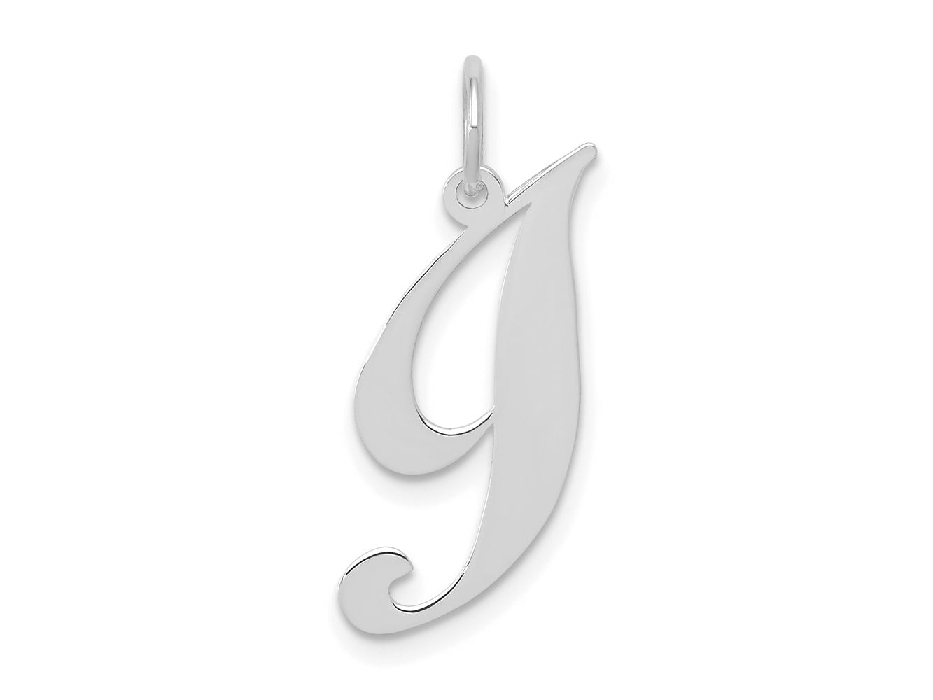 FJC Finejewelers 10 kt White Gold Small Fancy Script Initial I Charm 16 mm x 17 mm