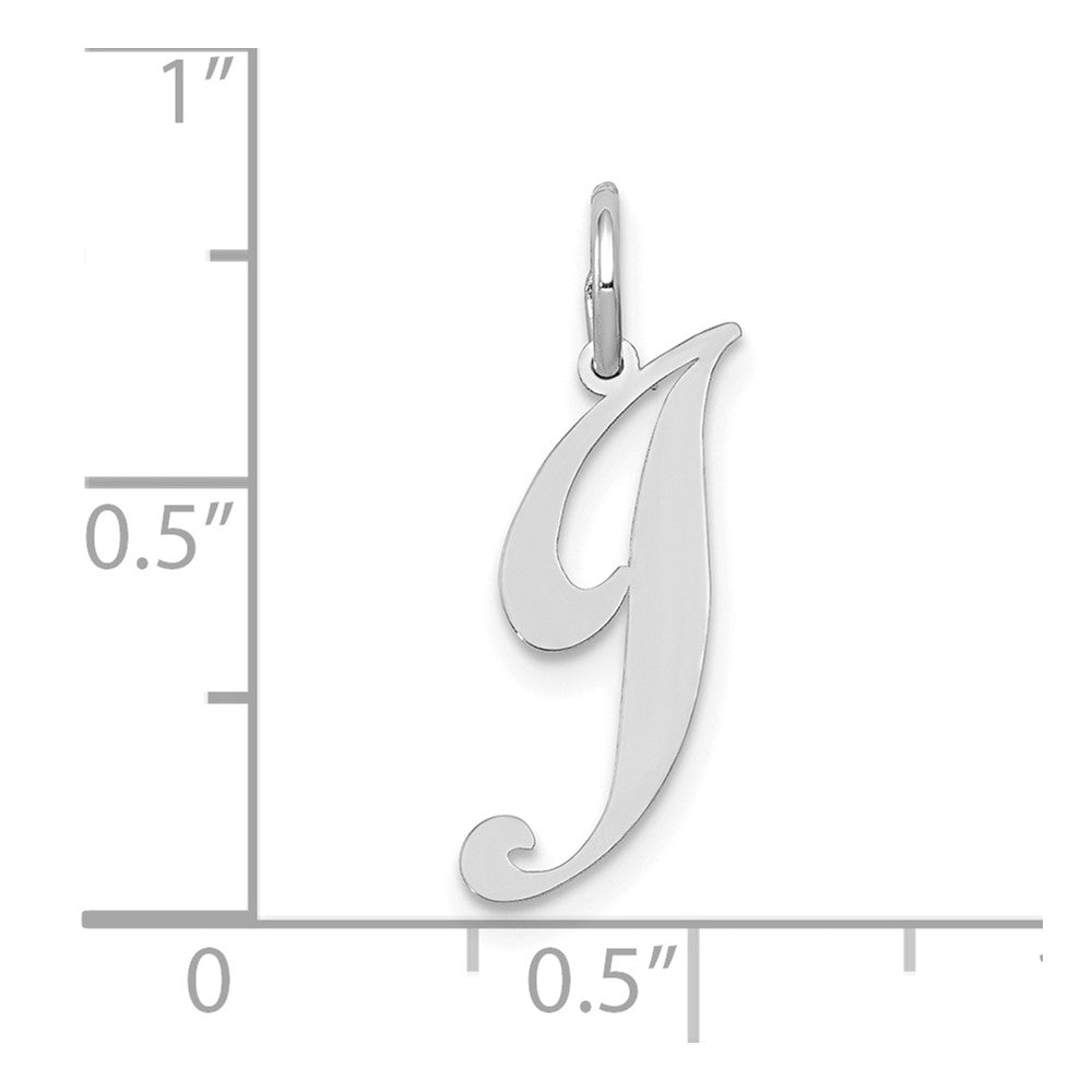 FJC Finejewelers 10 kt White Gold Small Fancy Script Initial J Charm 16 mm x 17 mm