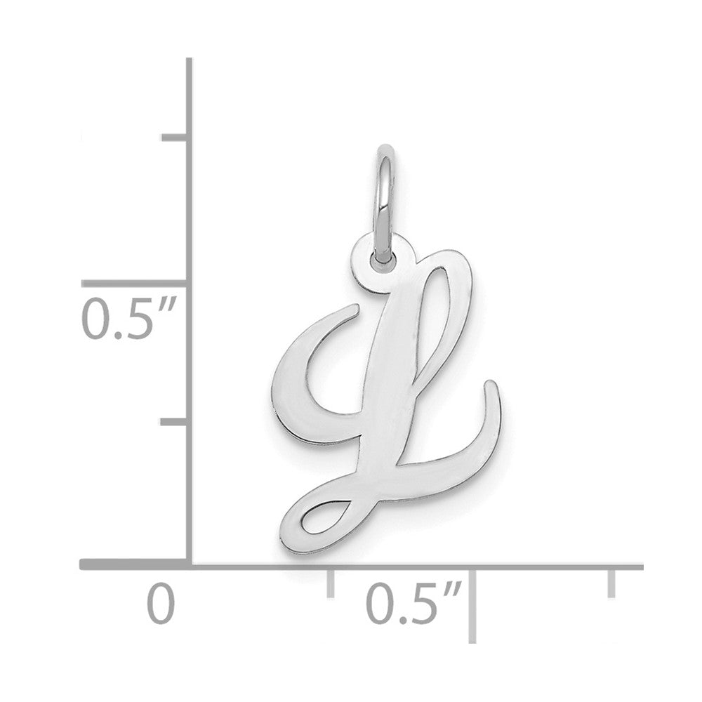 FJC Finejewelers 10 kt White Gold Small Fancy Script Initial L Charm 16 mm x 17 mm