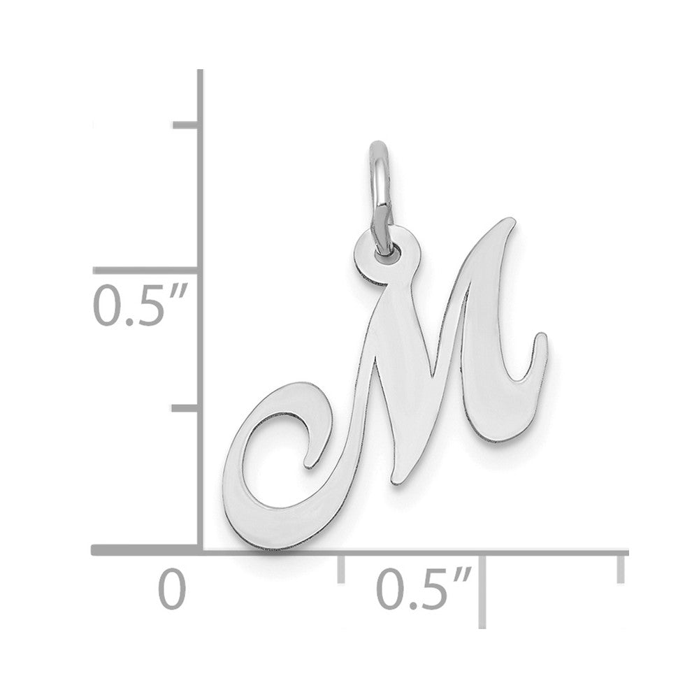 FJC Finejewelers 10 kt White Gold Small Fancy Script Initial M Charm 16 mm x 17 mm