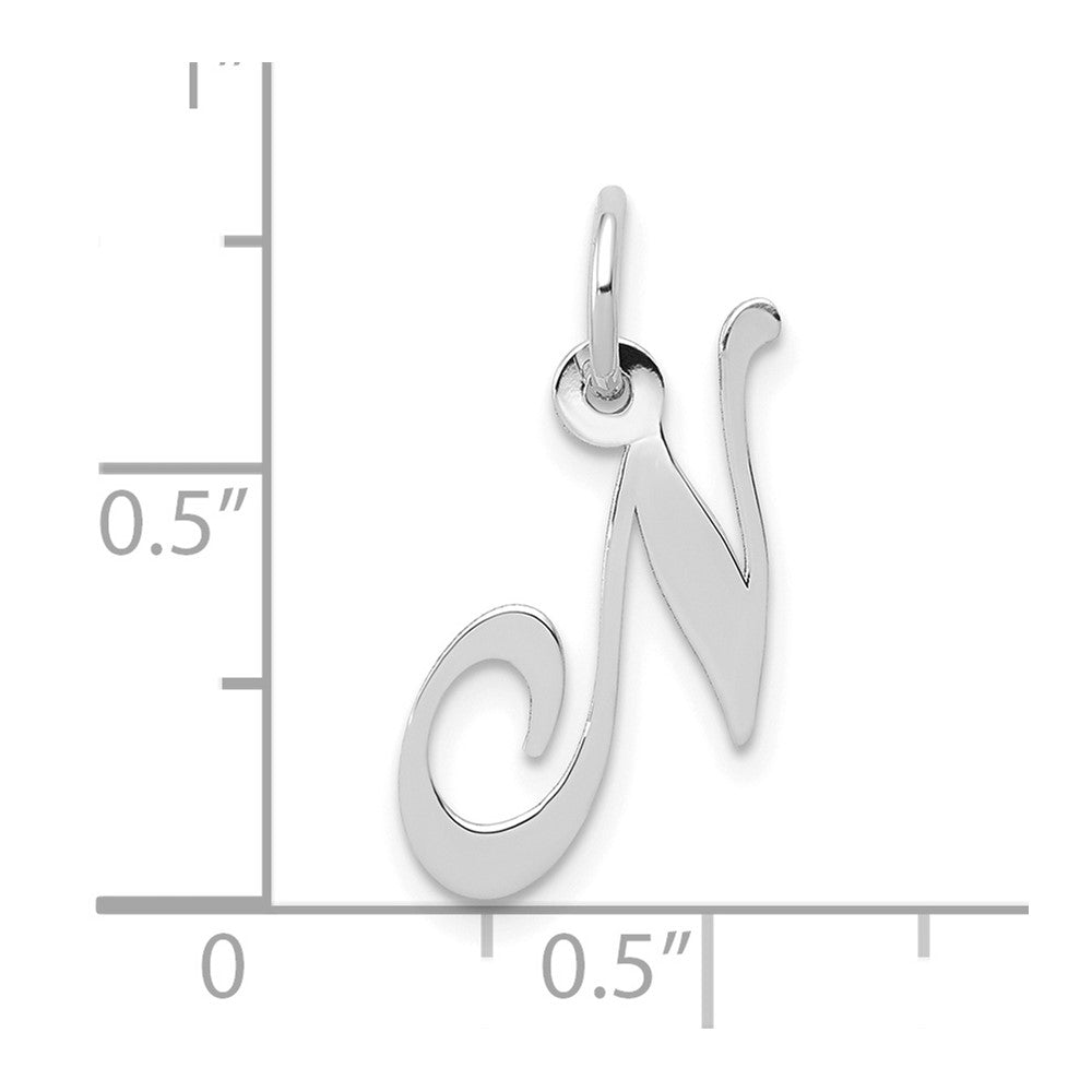 FJC Finejewelers 10 kt White Gold Small Fancy Script Initial N Charm 16 mm x 17 mm