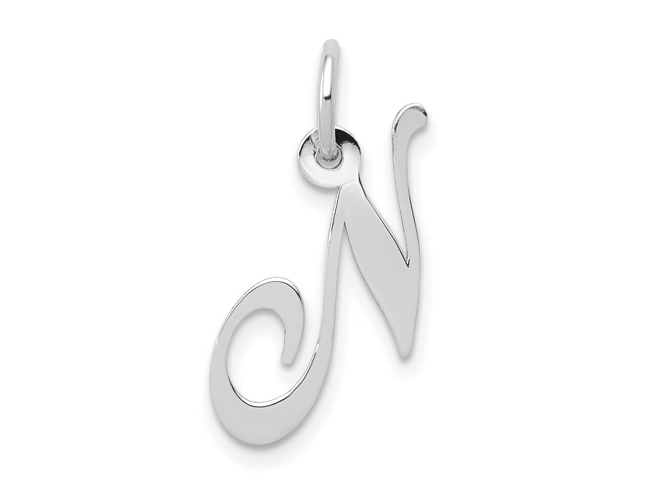 FJC Finejewelers 10 kt White Gold Small Fancy Script Initial N Charm 16 mm x 17 mm