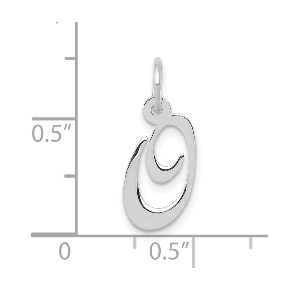 FJC Finejewelers 10 kt White Gold Small Fancy Script Initial O Charm 16 mm x 17 mm