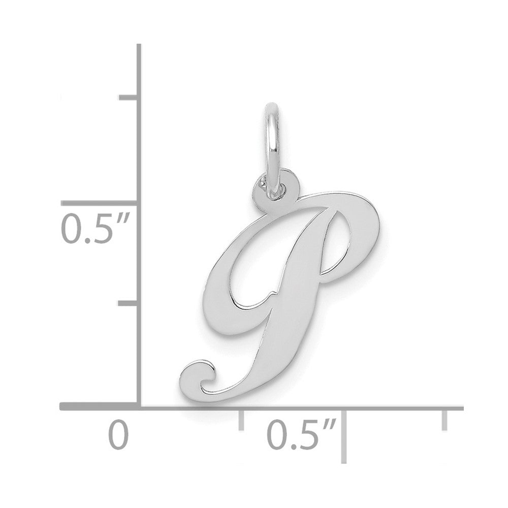 FJC Finejewelers 10 kt White Gold Small Fancy Script Initial P Charm 16 mm x 17 mm