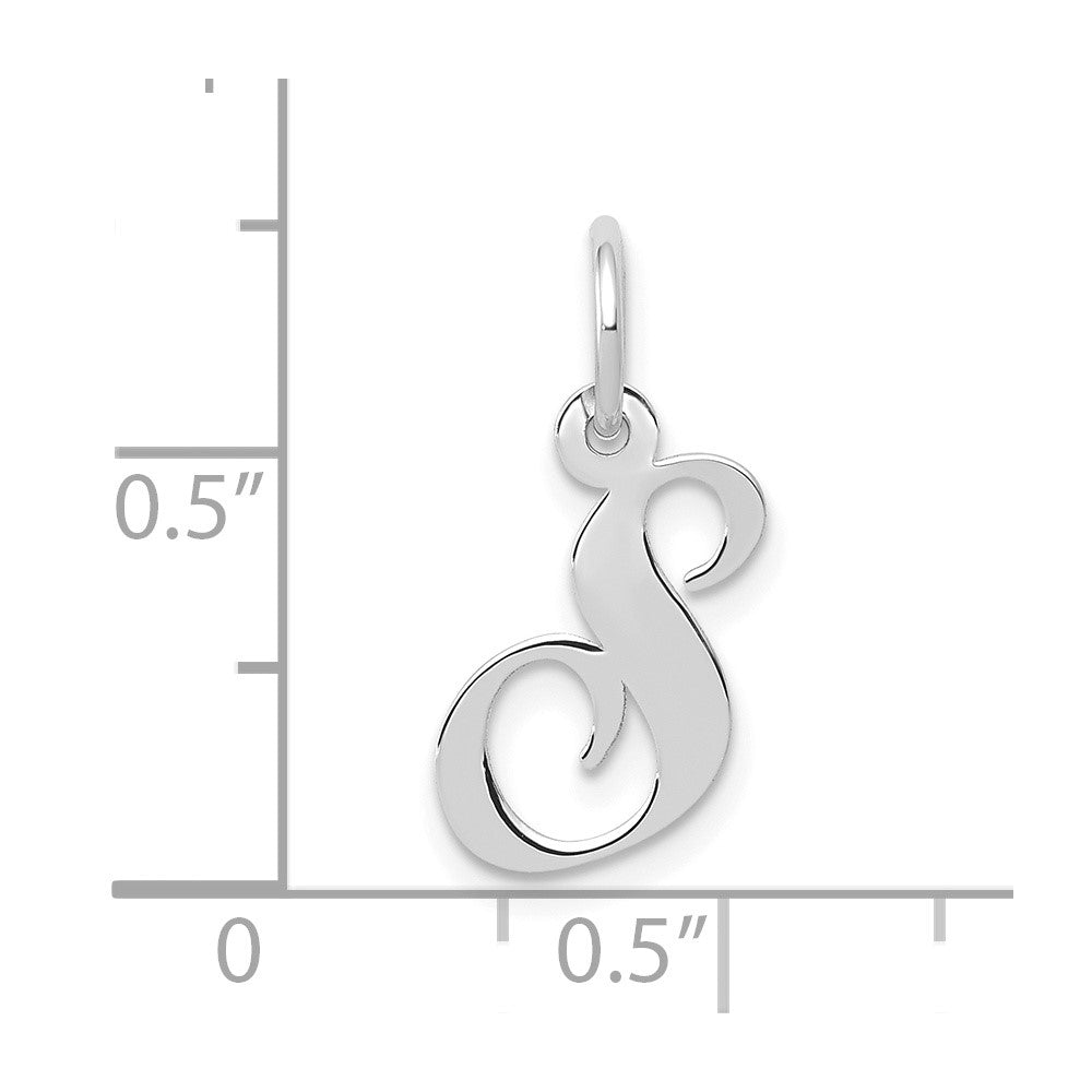 FJC Finejewelers 10 kt White Gold Small Fancy Script Initial S Charm 16 mm x 17 mm
