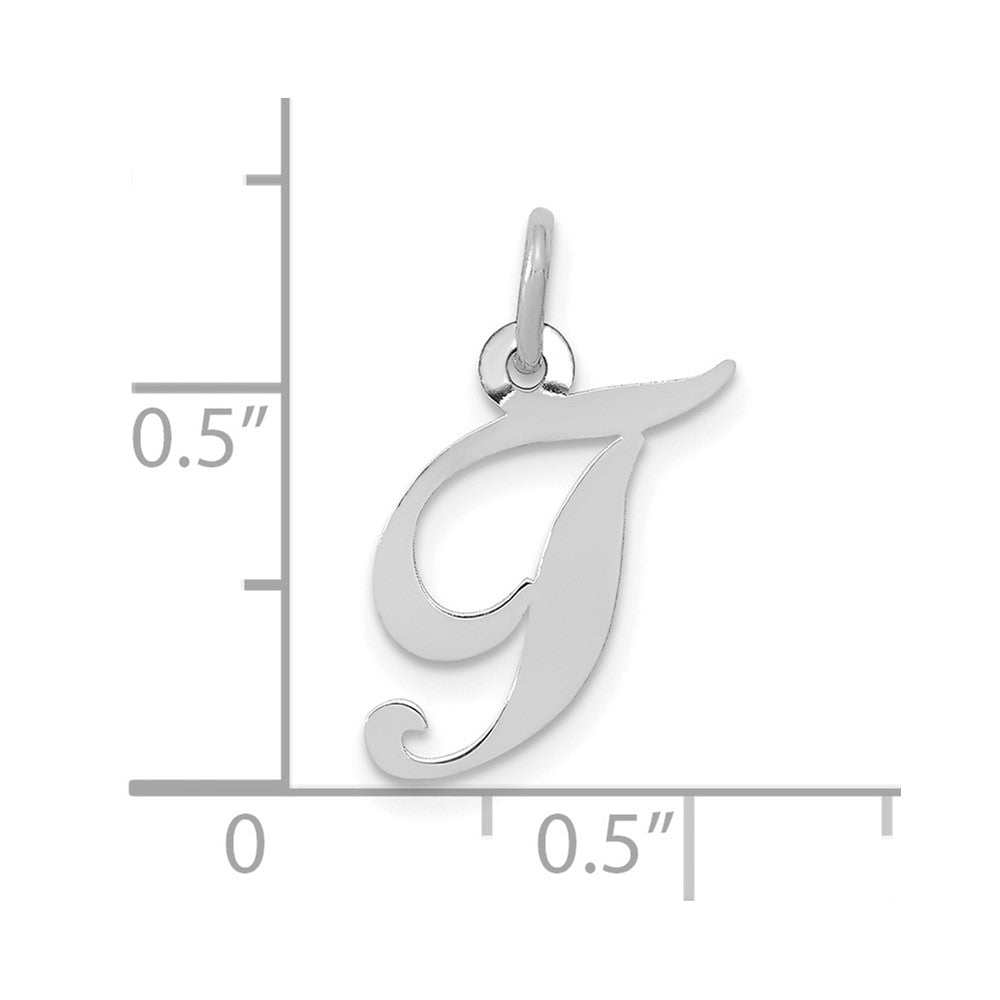 FJC Finejewelers 10 kt White Gold Small Fancy Script Initial T Charm 16 mm x 17 mm