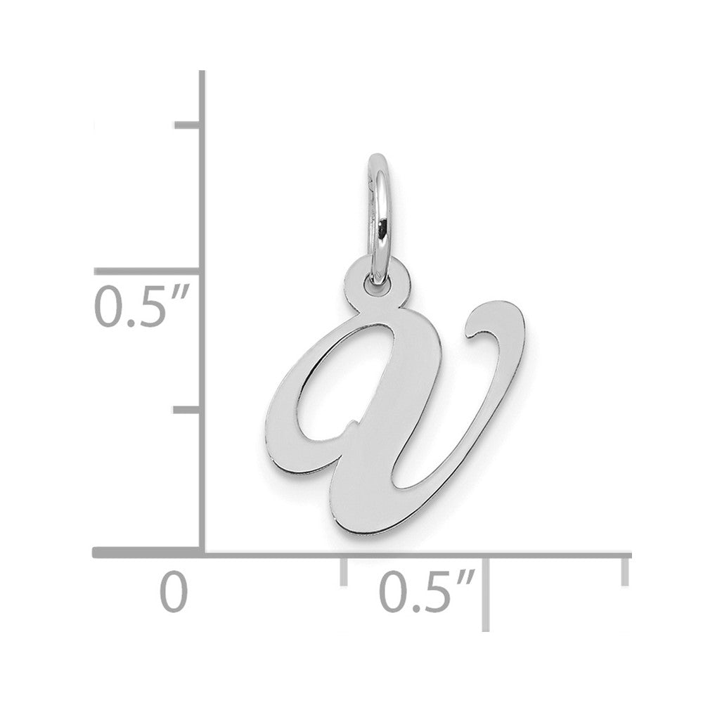 FJC Finejewelers 10 kt White Gold Small Fancy Script Initial V Charm 16 mm x 17 mm