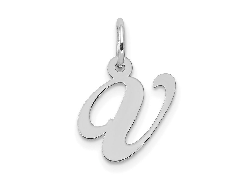 FJC Finejewelers 10 kt White Gold Small Fancy Script Initial V Charm 16 mm x 17 mm