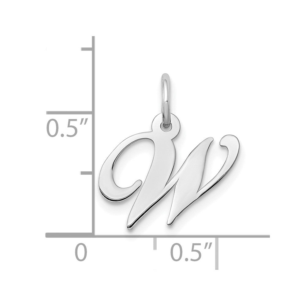 FJC Finejewelers 10 kt White Gold Small Fancy Script Initial W Charm 16 mm x 17 mm