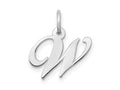 FJC Finejewelers 10 kt White Gold Small Fancy Script Initial W Charm 16 mm x 17 mm