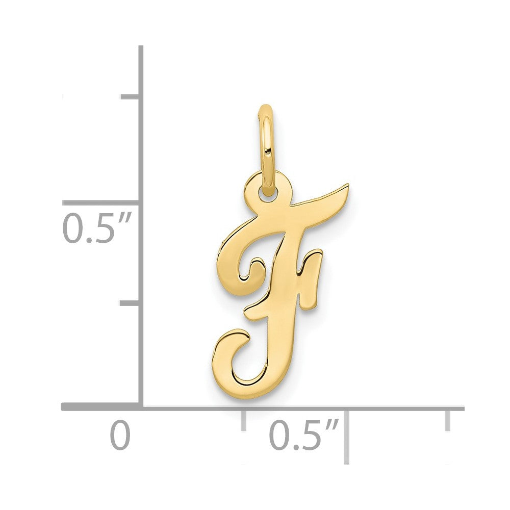 FJC Finejewelers 10 kt Yellow Gold Small Script Initial F Charm 17 x 11 mm