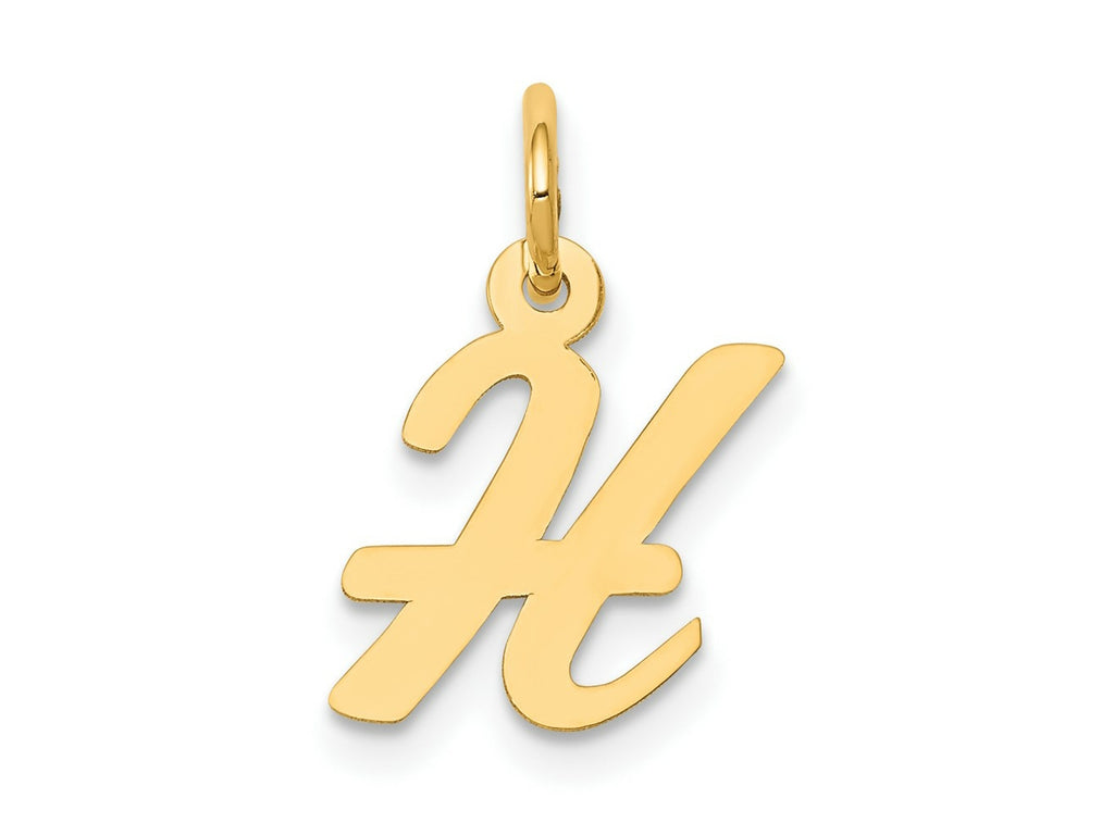 FJC Finejewelers 10 kt Yellow Gold Small Script Initial H Charm 17 x 11 mm