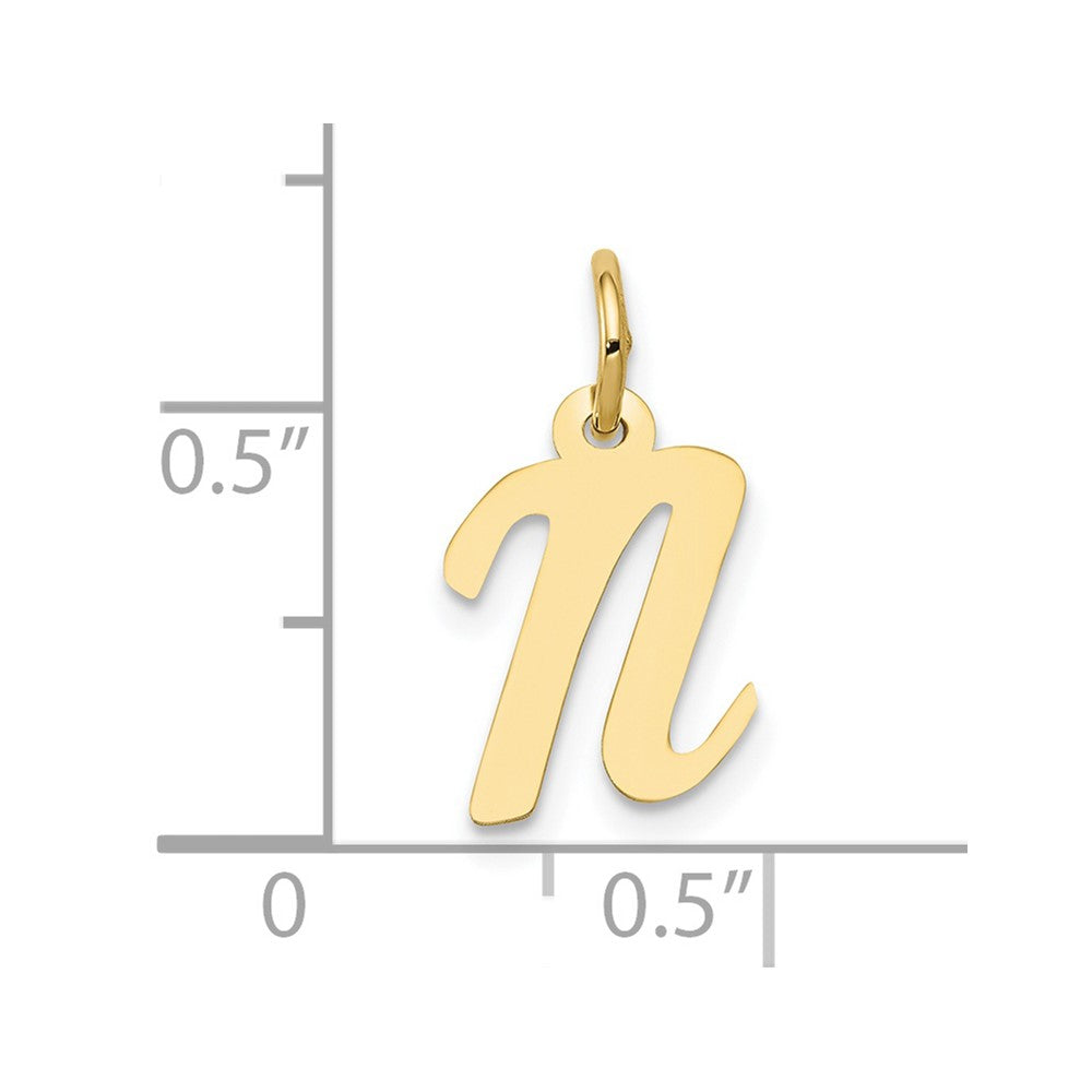 FJC Finejewelers 10 kt Yellow Gold Small Script Initial N Charm 17 x 11 mm