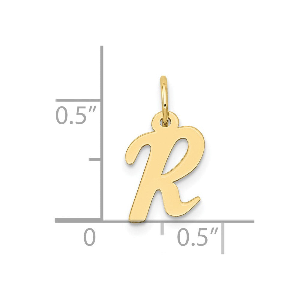 FJC Finejewelers 10 kt Yellow Gold Small Script Initial R Charm 17 x 11 mm