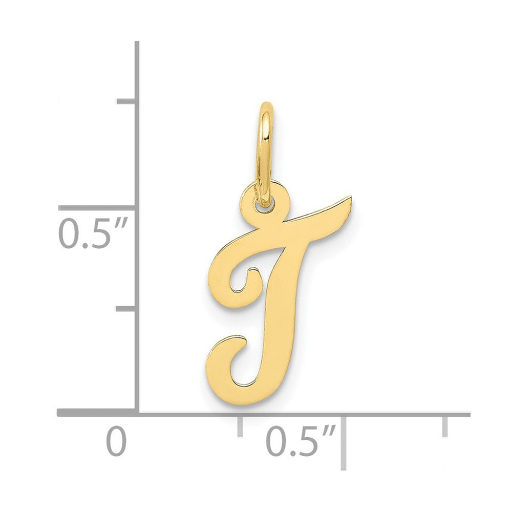 FJC Finejewelers 10 kt Yellow Gold Small Script Initial T Charm 17 x 11 mm