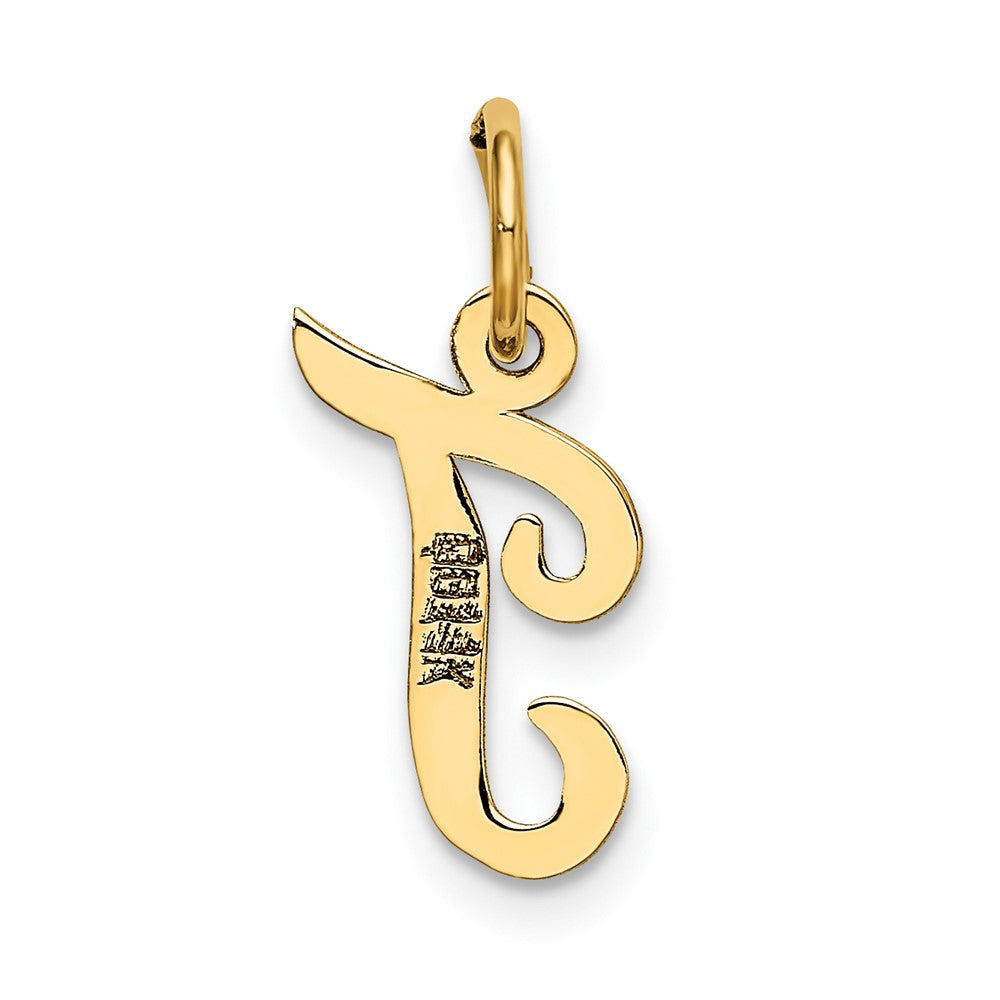 FJC Finejewelers 10 kt Yellow Gold Small Script Initial T Charm 17 x 11 mm
