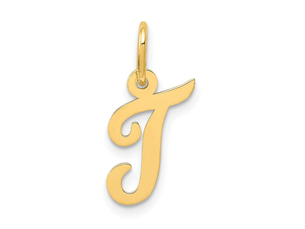 FJC Finejewelers 10 kt Yellow Gold Small Script Initial T Charm 17 x 11 mm