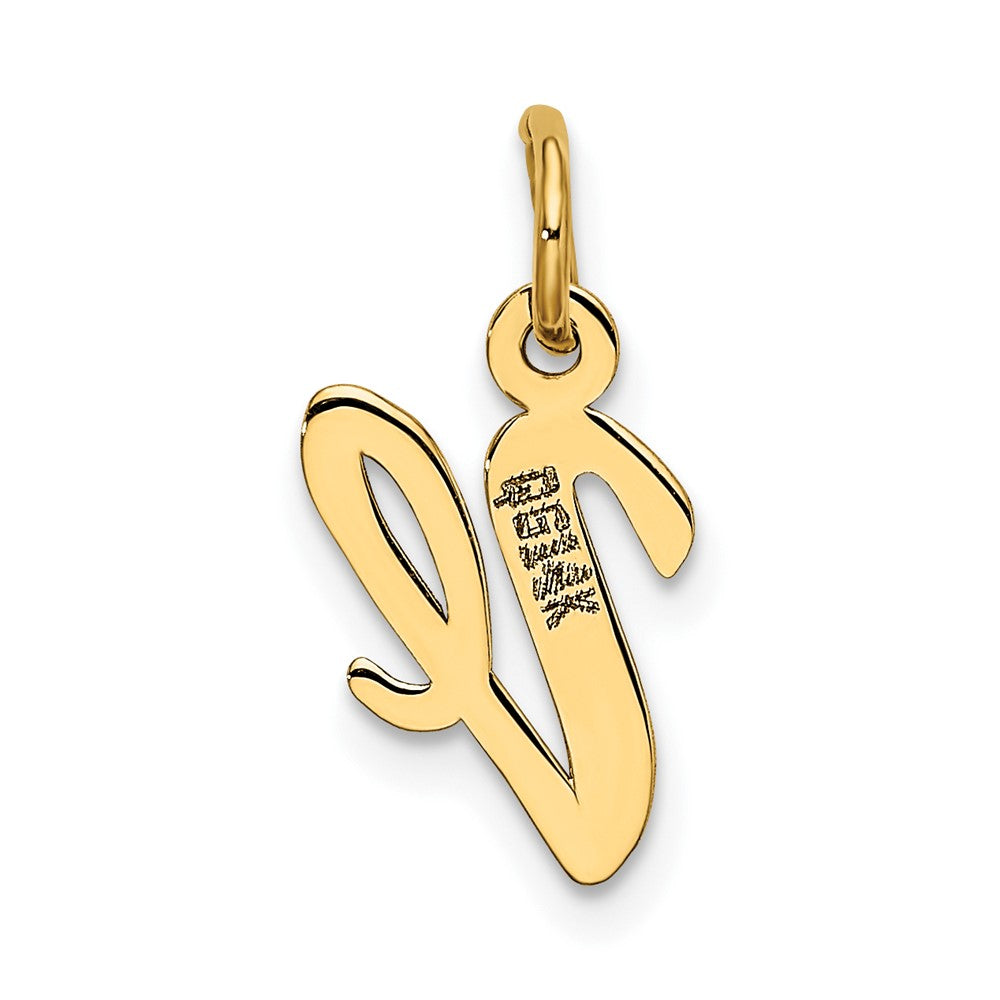 FJC Finejewelers 10 kt Yellow Gold Small Script Initial V Charm 17 x 11 mm