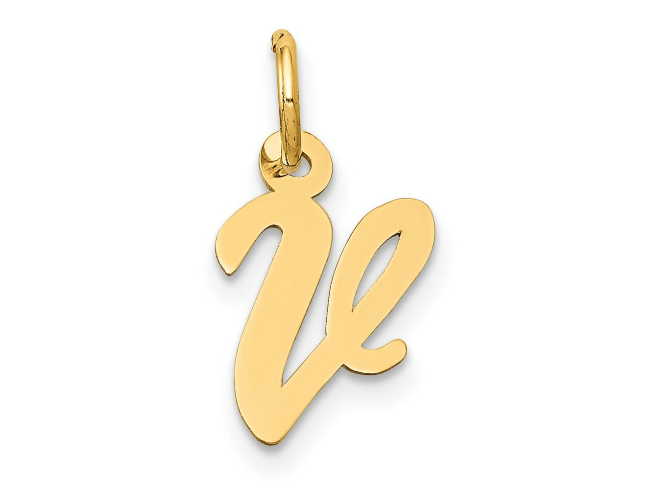 FJC Finejewelers 10 kt Yellow Gold Small Script Initial V Charm 17 x 11 mm