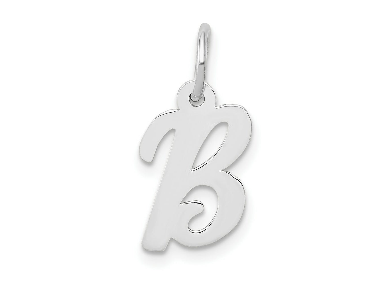 FJC Finejewelers 10 kt White Gold Small Script Initial B Charm 17 mm x 10 mm
