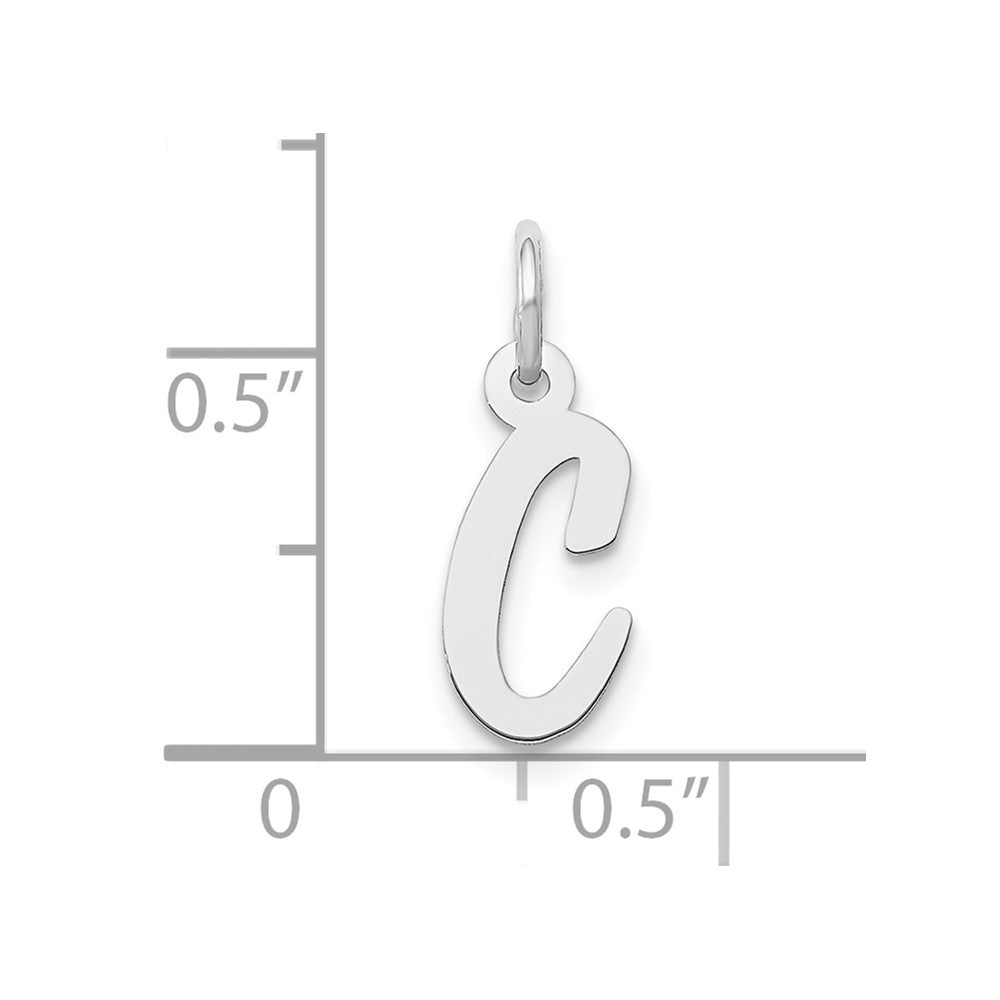 FJC Finejewelers 10 kt White Gold Small Script Initial C Charm 17 mm x 8 mm