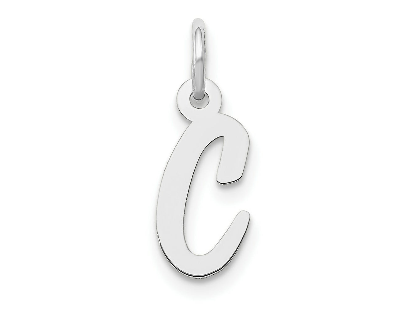 FJC Finejewelers 10 kt White Gold Small Script Initial C Charm 17 mm x 8 mm