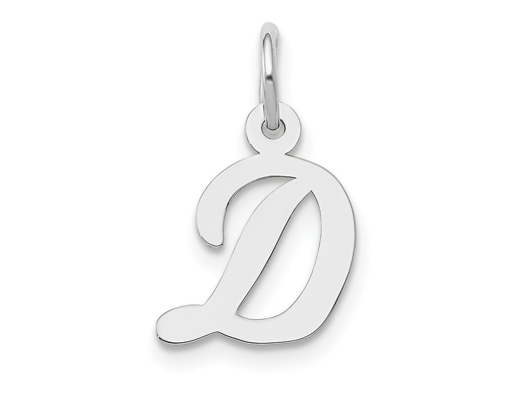 FJC Finejewelers 10 kt White Gold Small Script Initial D Charm 17 mm x 11 mm