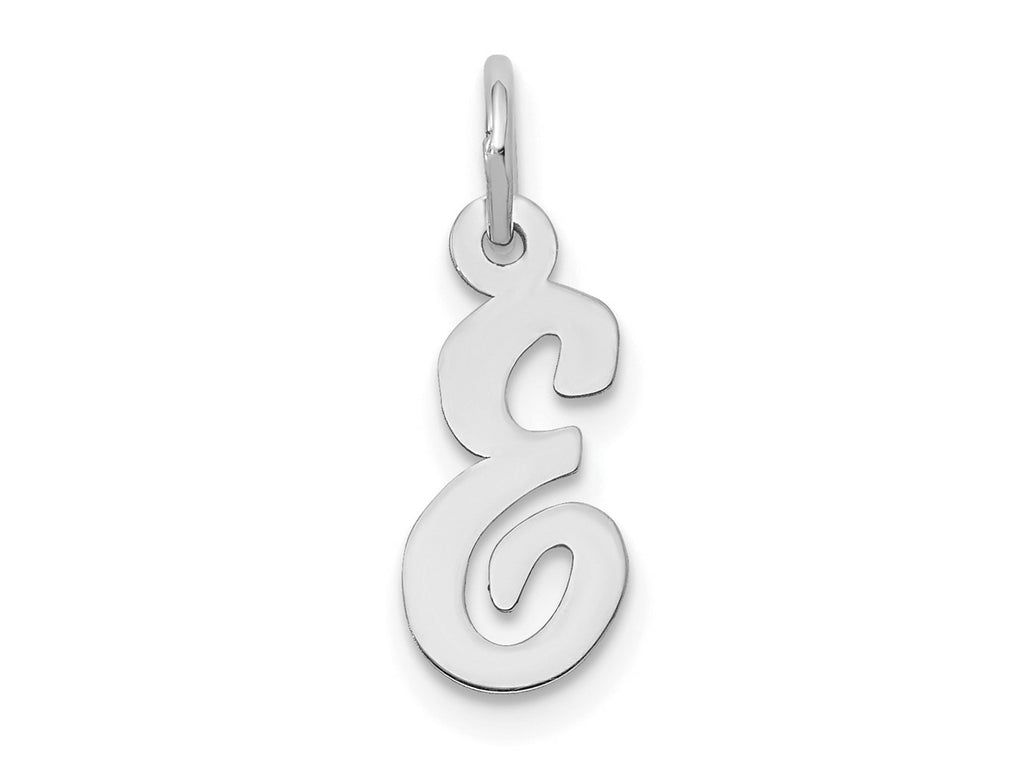FJC Finejewelers 10 kt White Gold Small Script Initial E Charm 17 mm x 11 mm