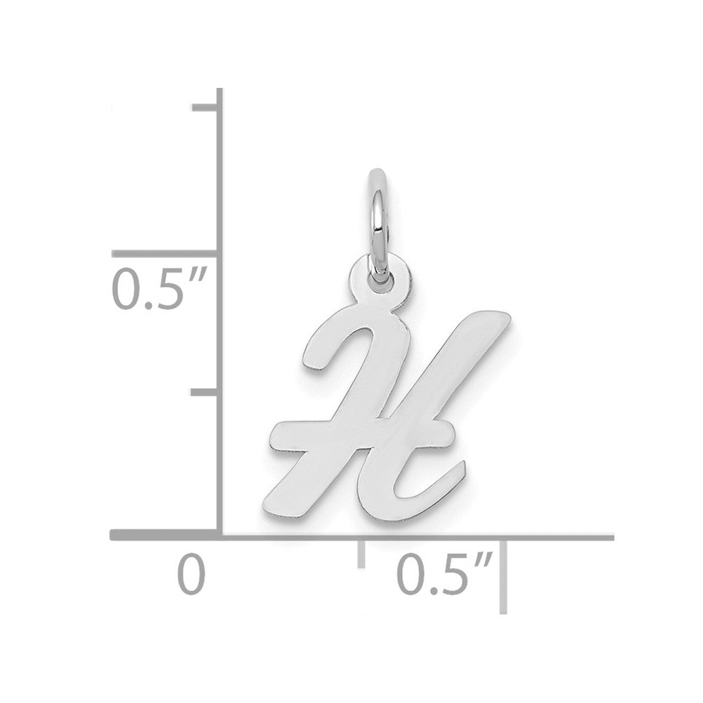 FJC Finejewelers 10 kt White Gold Small Script Initial H Charm 17 mm x 11 mm