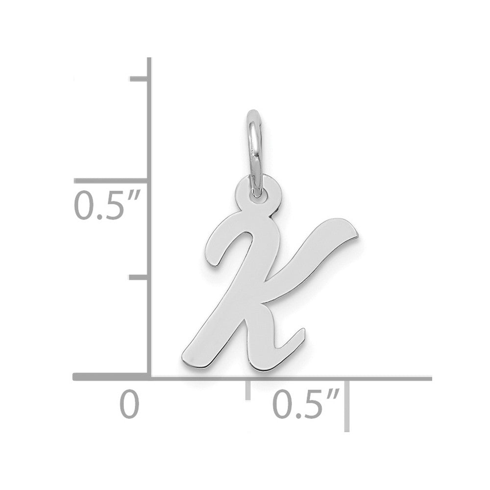 FJC Finejewelers 10 kt White Gold Small Script Initial K Charm 17 mm x 11 mm