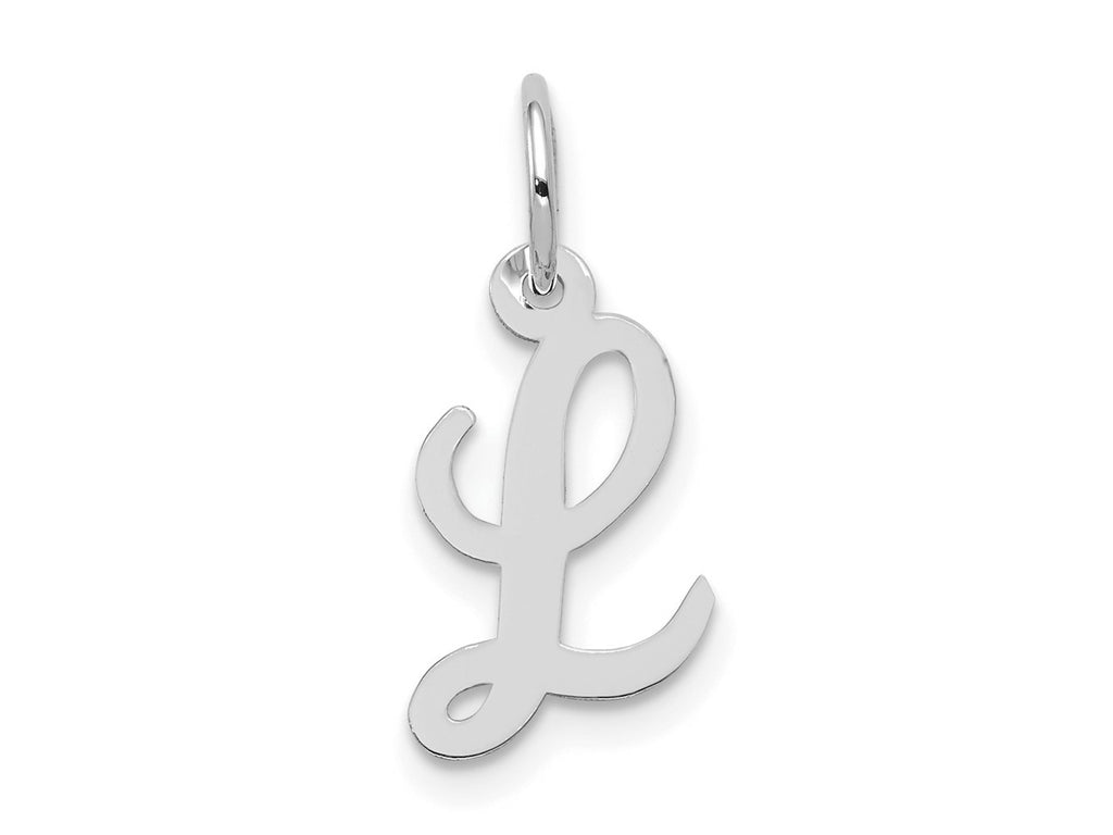 FJC Finejewelers 10 kt White Gold Small Script Initial L Charm 17 mm x 11 mm
