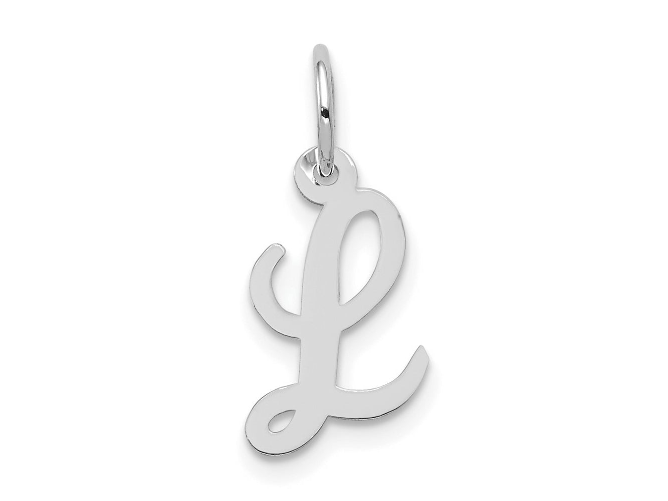 FJC Finejewelers 10 kt White Gold Small Script Initial L Charm 17 mm x 11 mm