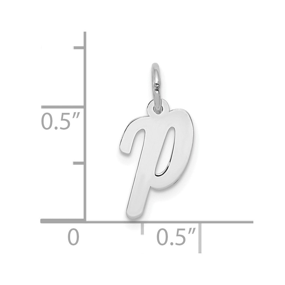 FJC Finejewelers 10 kt White Gold Small Script Initial P Charm 17 mm x 11 mm