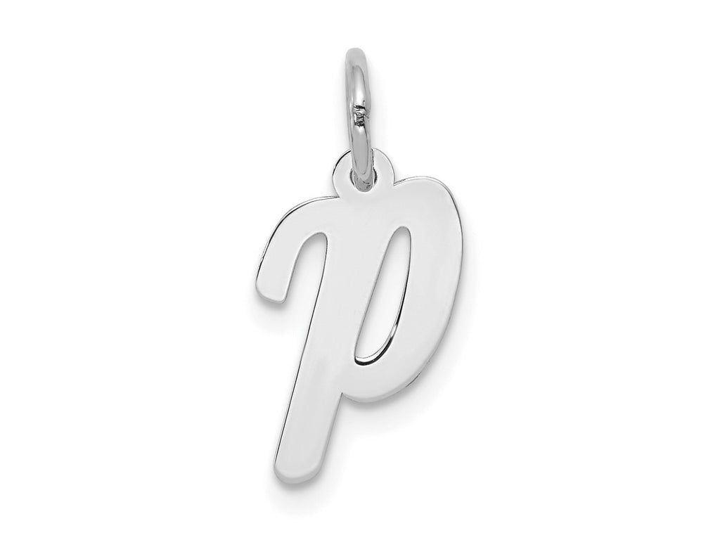 FJC Finejewelers 10 kt White Gold Small Script Initial P Charm 17 mm x 11 mm